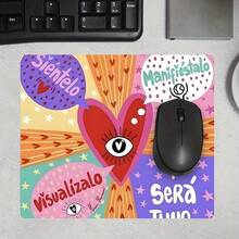 Square Mouse Pad Small Mousepad Mystic Heart Eye Spanish Desk Accessories, Stitched Edge Non‑Slip Rubber Base 9.4x7.8 Inches Desktop Protector Computer Desk Mat Laptop Keyboard Pad For Home Office School Gaming, Gift For Family Friends Colleagues - View 7