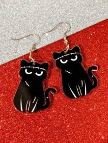 1 Pair Halloween Magic Hat Black Cat Ghost Acrylic Fashion Women's Earrings, Perfect Accessory For Holiday Party - Multicolor - View 4