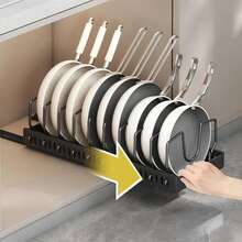7-Tier Pull-Out Pot & Pan Organizer Rack, Kitchen Utensil Storage, Can Be Placed On Countertop Or Inside Cabinet, Adjustable Dividers, Holds Frying Pans, Pot Lids & Baking Tools, Space-Saving Design - Multicolor - View 2