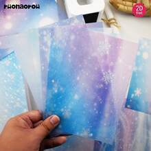 Ruonaorou 12pcs/Set Vintage Winter Snowflake Aurora Translucent Vellum Paper Junk Journal Material, Premium Aurora Snowflake Vellum Paper For Planner, Diary, Envelope, Greeting Card Decoration DIY Junk Journal (2D Flat A5) - A - View 7