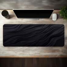 35.4x15.7 Inch Black Wavy Mouse Pad Premium Texture Design Office Desk Mat Extended XL Mouse Pad Office Desk Accessory - Multi-Color Non-Slip Computer Pad For Home Office And Gaming Use Durable Spill-Resistant Mat - Black Wavy - View 7