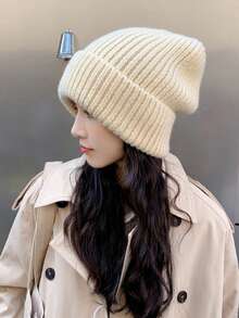 A Layered Hat Suitable For Both Winter And Autumn. Thick And Warm, This Fashionable Pullover Knit Hat Is ,Beanie For Women,Beanie,Winter - Hat - View 6