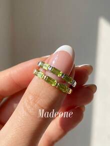 MADEONE 1pc Rectangular Zirconia Ring, Suitable For Women's Daily Wear, Also Can Be Used As Party Accessory, Women's Ring, Jewelry Gift. - Style 1 - View 1
