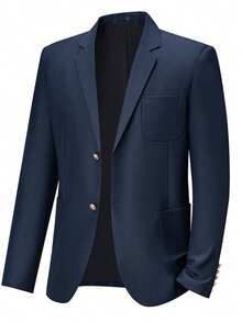 Men's Classic Casual Blazer, Metal Button Slim Fit Business Casual Suit Jacket, Versatile Commuter Daily Top - Navy Blue - View 5