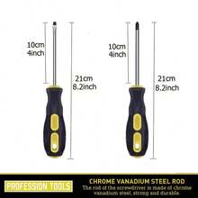 2pcs Long Handle Screwdrivers, Heavy Duty Flat Head And Head, With Strong Magnet, Non-Slip Handle, Manual Tools, Suitable For DIY Home Maintenance And Repair. - 2PCS (1 Flat Head, 1  Head) - View 4