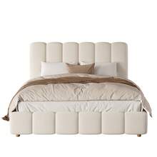 Bed Frame Made Of Velvet With Storage Solid Wood Beige 140 X 190 Cm For Bedroom And Kids Room (Mattress Not Included) - Beige - View 6