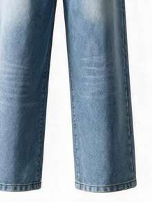 Tween Girl Fashion Straight Leg Loose Casual Denim Jeans - Blue - View 8