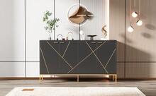 Sideboard Made Of Wood With Storage Adjustable With Shelves Black For Living Room And Dining Room - Black - View 2