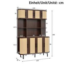 Dining Room Furniture Set With TV Stand, Sideboard, And Display Cabinet, MDF Body, Slatted Front, Black Handles, And Metal Legs – Modern Living Room Set - Walnut - View 11