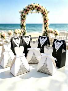 100pcs Gift Boxes, Wedding Dress And Tuxedo Gift Boxes, Most Popular Shower Wedding Party Boxes With Ribbon, Holiday Party Wedding Party Gift Boxes, Wedding Gift Boxes, Bachelorette Party Gift Boxes, Christmas, Halloween Gift Boxes - A - View 4