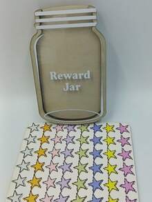 Reward Jar Set - Cool Teaching Aid Tool, Includes Star And Flower Stickers, Wooden Desktop Decor With Stand, Behavior Management Tool, Wooden Star Decoration Reward System, Suitable For Classroom And Home - A - View 6