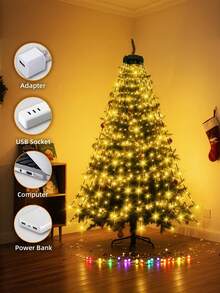 LED Christmas Indoor String Lights, Waterfall Tree Lights, USB Powered, High Brightness Fairy Lights, 8 Modes, Suitable For Garden, Patio, Home, Christmas Tree Decoration - One Size - View 4