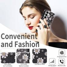1 buah Dompet Ponsel Kulit Sintetis Kompatibel dengan Apple 18 Pro Max, A57, Note 15 PRO, Casing Pelindung Portabel dengan Motif Bunga Daisy (Versi Global, Bukan Model Lokal) - Putih - View 4