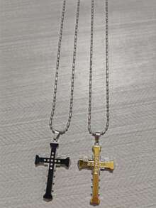 Luxury Rhinestone Cross Pendant Necklace - Men's Guardian Necklace, Suitable For Men And Women - Fashion Necklace, Cool Design, Classic Jewelry Clothing Accessory For Holiday Gift - Luxury Rhinestone Cross Pendant Necklace - View 5