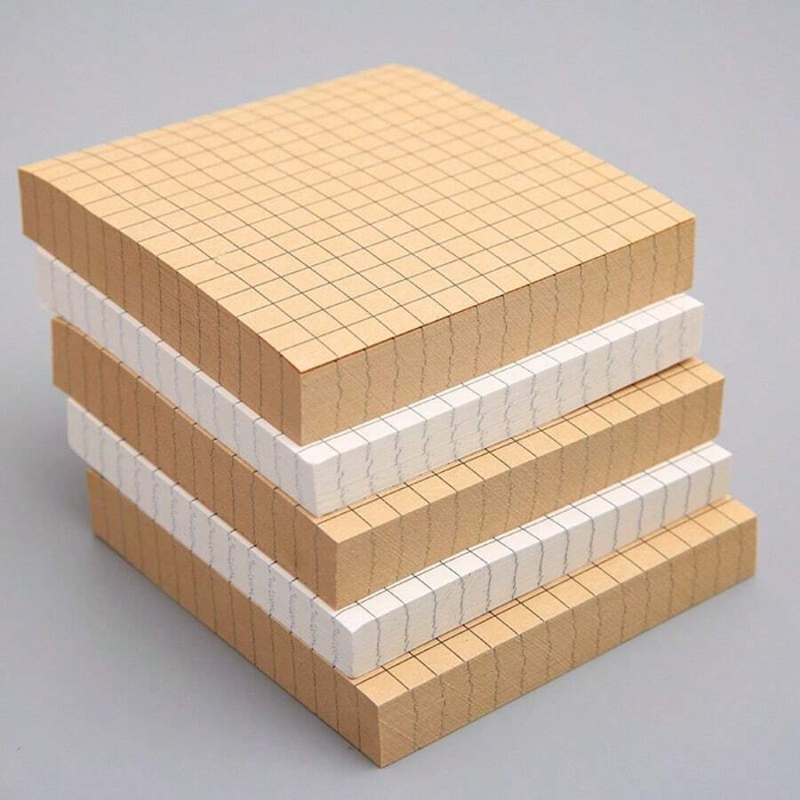 2PCS Minimalist Grid Sticky Notes - Random Color - Creative Tearable Memo Pad - Student Use Adhesive Square Note Paper - one-size - View 1