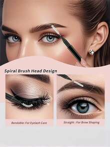 80/10 Piece Mini Eyebrow Brush With Lid - Eyebrow Coloring, Eyelash Filling, Eyebrow Lifting Brush - Professional Makeup Set, Suitable For Eyebrow Grafting, Gum Line Cleaning, Beauty Salon And Home Beauty Care - Multicolor - View 2
