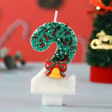 1pc Number 0‑9 Cake Candles,Christmas Bell Design Candle,Cute DIY Holiday Cake Topper,Festive Wish Candle For Birthday,Christmas Party Dessert Decor - Multicolor - View 15