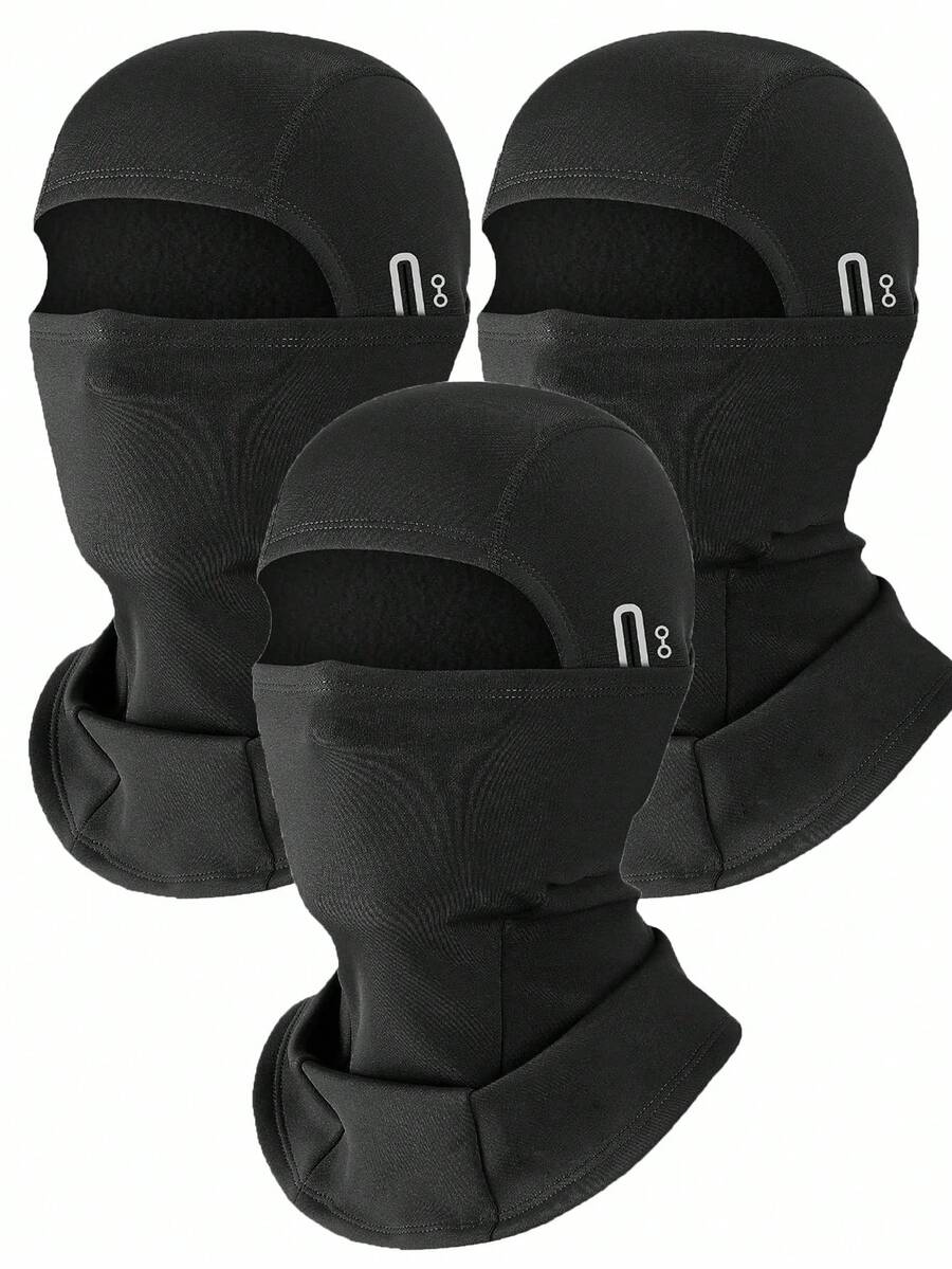 1pc/2pcs/3pcs Unisex Solid Color Balaclava Hood Set, Single Hole Full Face Mask For Cycling, Suitable For Daily Wear And Outdoor Activities - Multicolor - View 1