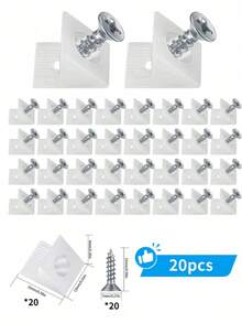 10/20/30Pcs Drawer Wedges With Screws, Drawer Bottom Support Brackets, Fixing Mending Wedges, Plastic Angle Code Bracket Fasteners, Drawer Reinforcement Repair Kit For Furniture Sagging Drawer - Backplate - View 10