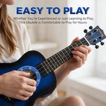 Crystals 23 Inch Concert Ukulele For Beginners With Felt Pick & Spare Strings – Blue - Blue - View 3