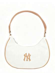 MLB Daily Commute Outdoor Sports Casual Travel Shopping Handbag Colorblock Embroidered Crescent Shoulder Bag 3ABQS014N-50CRD - Dark Cream - View 5