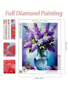 Purple Flower Diamond Painting Kit Full Diamond 5D DIY Handmade Art, Living Room Bedroom Decoration Hanging Painting, Suitable For Adults And Beginners Relaxation Gifts. Christmas Gift - A - View 4