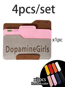 4pcs Felt Document Bag Set, Fashion Design, Laptop Bag With Letter Pattern, Large Capacity, Double Layer Pocket Design, Suitable For Student Office Storage, Can Hold Laptop, Simple And Portable Handheld Document Bag, Suitable For Commuting. - Multicolor - View 9