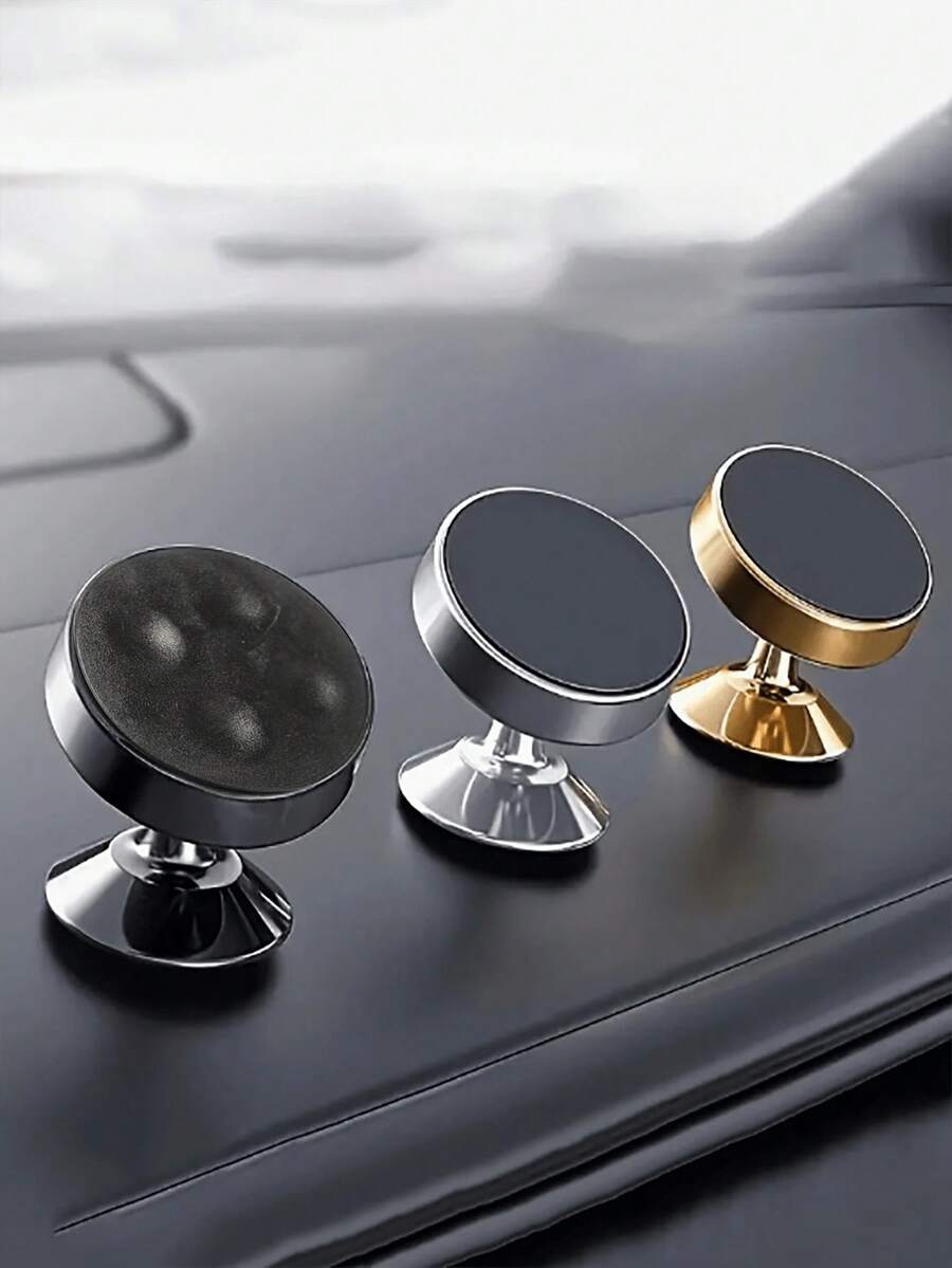 1/2pcs Metal Material Circular Mini Magnetic Phone Holder, Car Multifunctional Phone Navigation Holder, Car Dashboard Holder