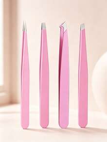 4 Pcs Professional Eyebrow Tweezers Set, Precision Stainless Steel Hair Removal Tweezers With 4 Tips (Flat, Pointed, Slant, Hook), Perfectly Aligned Close Grip For Eyebrow Shaping, False Eyelashes, Facial & Ingrown Hair, Women Beauty Makeup Tool Kit - Upgraded - View 3