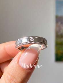 MADEONE 1件裝 鋯石鑲嵌扭繩戒指，優雅女款日常多用途時尚裝飾禮物 - 銀色 - 查看 1