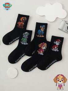 5 Pairs Paw Patrol Series Authentic Cartoon Mid-Calf Socks For Kids - Multicolor - View 2