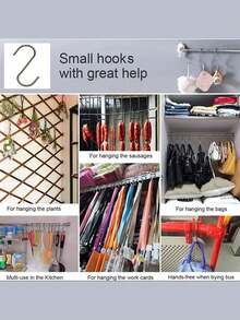 20pcs Heavy Duty S-Shaped Hooks Stainless Steel Thickened Hanging Organizer For Kitchen Bathroom Bedroom Closet Storage Accessories Hanger Rustproof Durable - Silver - View 9