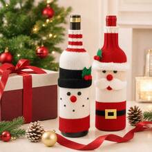 1pc Christmas Knitted Wine Bottle Cover, Santa Claus Snowman Wine Bottle Gift Packaging Decoration - View 6