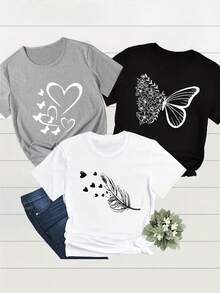 Women T-Shirts - Black (Printed Pattern) Pack Of 1 - View 1
