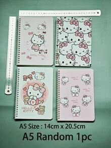 SANRIO 4pcs A5/A7 Cute Kitty Spiral Notebooks, 50 Pages School/Office/Student Use, Cartoon Stationery Memo Pads, Learning & Office Supplies - View 10