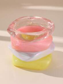 NAIZHU 4 buah Gelang Resin Geometris Dopamin Warna-warni untuk Wanita, Aksesori Harian, Kencan, dan Pesta - MultiWarna - View 4