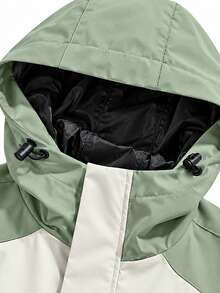 Women's Light Green Hooded Jacket, Regular Length Woven Fabric Coat, Suitable For Urban Daily Wear - Green - View 9