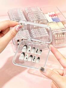 30/20/1pc Plastic Transparent Wearable Nail Art Storage Box, Nail Display Box With Secure Lock Lid, Stackable Nail Storage Container For Storing Nails, Various Jewelry, Nail Decorations And Salon Accessories - Multicolor - View 3