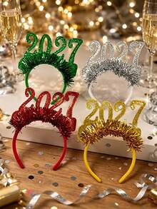 2027 New Year's Party Headband Set - Photo Props And Gifts For New Year's Eve Celebration; Decorated With Shiny Numbers And Stars To Enhance Festive Atmosphere - Perfect For Theme Parties, Birthdays And Christmas Celebrations. - Multiple Styles - View 1