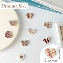 4/8/12pcs Cute Plaid Butterfly Fridge Magnets, Heart-Shaped Button Fridge Stickers, Suitable For Storage Cabinets, Kitchen, Whiteboards, Offices, Home Decor, Refrigerator Kitchen Magnets - Multicolor - View 3