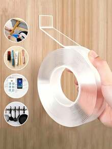 1 Roll Multi-Purpose Double-Sided Tape, Everyday Transparent Applicable Strong Stretchable Sealing Strip Rubber Sealing Strip, Easy To Use, Suitable For Home Bathroom Decor, Fall Decor, And Back To School Season. - Transparent - View 9
