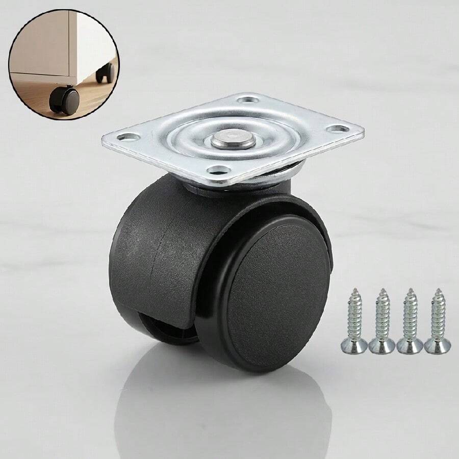 1pc/4pcs 1.5 Inch Swivel Caster Wheels Without Brake, Pre-Drilled With Screws, Suitable For Various Furniture, Tables, Stools, Boxes