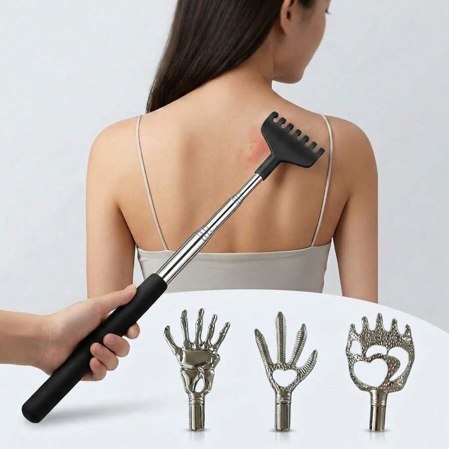 4pcs/Set Retractable Stainless Steel Back Scratcher, Ergonomic Handle Design Portable Back Scratcher Massager, Suitable For Men And Women, Perfect Gift For Parents And Teenagers, Suitable For Home, Office, Gym And Travel, Home Essential - Multiple Styles - View 1