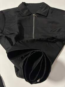 Men's Turn-Down Collar Full Zip Jacket, Smooth Woven, Crisp, Versatile, Minimalist, Commuter Outerwear, Spring/Autumn Thin Style, Daily Casual Top - Black - View 11