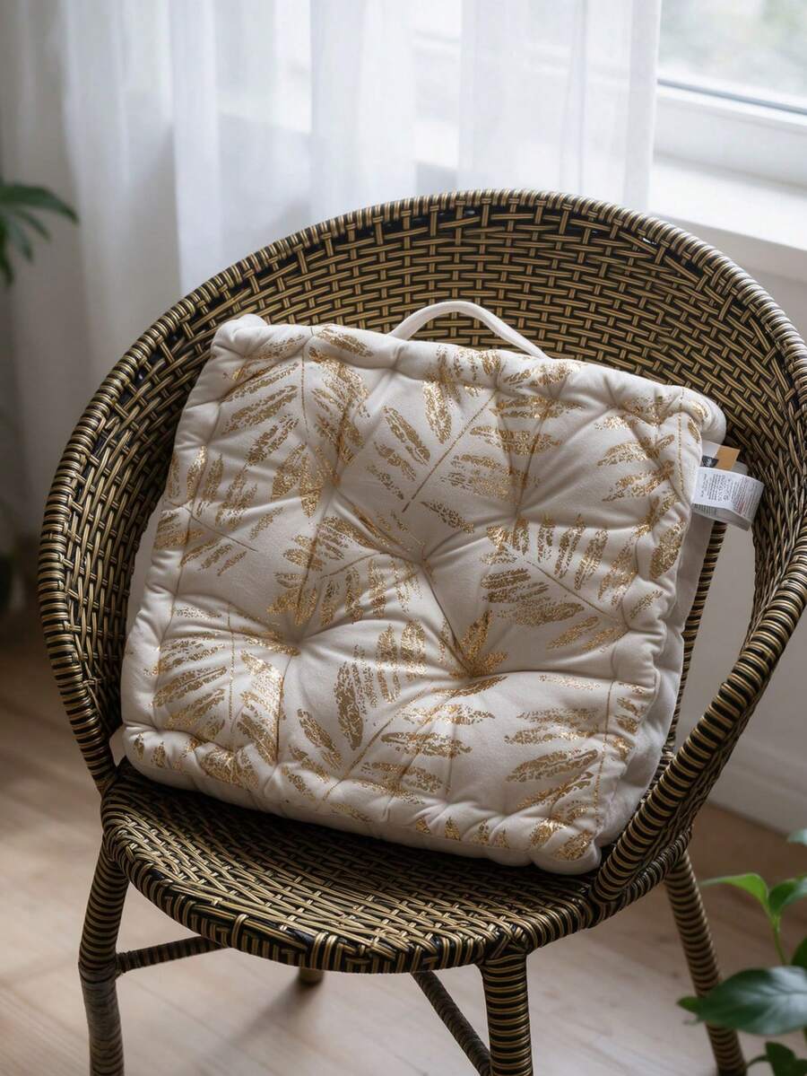 1pc Oversized Thick Modern Solid Color Velvet Meditation Cushion, Suitable For Sitting, Balcony, Resting, Comfortable With Good Elasticity - Beige - View 1