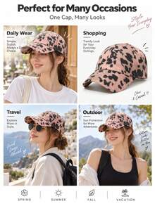 1pc Spring/Autumn Couple Leopard Print Baseball Cap, Adjustable Curved Brim Dad Hat, Lightweight Sun Protection Trucker Hat, Suitable For Outdoor Travel, Daily Wear, All Seasons, Casual Street Style - Leopard Print - View 3