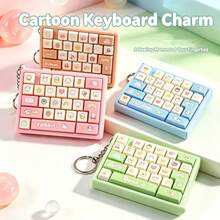 1pc Cartoon Animal Mini Keyboard Fidget Keychain, Rabbit Dog Duck Bear Pattern Mechanical Sound Press Keycap Sensory Toy, Metal Key Ring Bag Charm Pendant, Stress Relief Decompression Toy For Kids Teens Girls - Multicolor - View 5