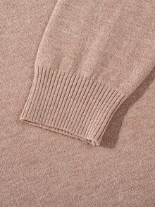 Men Solid Turtleneck Sweater, Basic Versatile Pullover Knit Jumper Autumn Winter Warm Inner Top - Brown - View 8