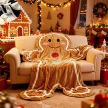 Christmas Plush Blanket Gingerbread Man Design Flannel Throw, Soft And Comfortable, Suitable For Christmas Holiday Home Chair Sofa Bed - Multicolor - View 7