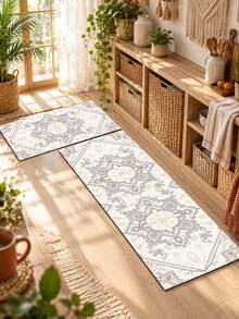 1/2pcs Vintage Diatomaceous Earth Mat, Bohemian Floral Pattern Style Super Absorbent, Non-Slip, Perfect For Bathroom, Kitchen And Dining Room, Quick Drying, Ideal Home Decor And Bathroom Mat Gift, Holiday Gift! - Multicolor - View 4